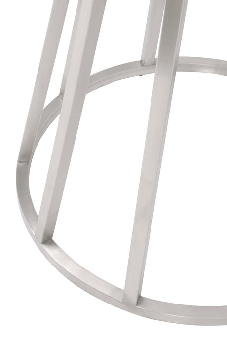 Turino 54" Round Dining Table in White Concrete, Brushed Stainless Steel from Essentials For Living - Luna Furniture