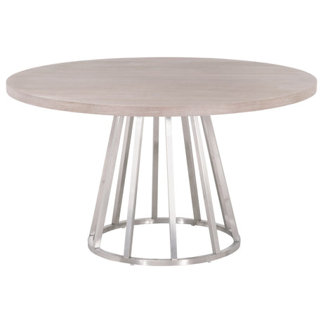 Turino 54" Round Dining Table Wood Top in Natural Gray Acacia from Essentials For Living - Luna Furniture