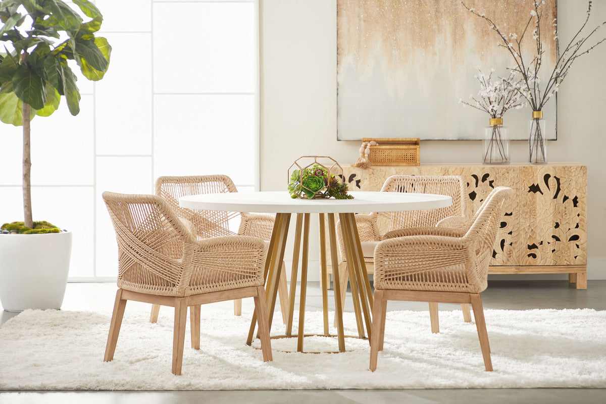 Turino Round Dining Table Base in Brushed Gold from Essentials For Living - Luna Furniture