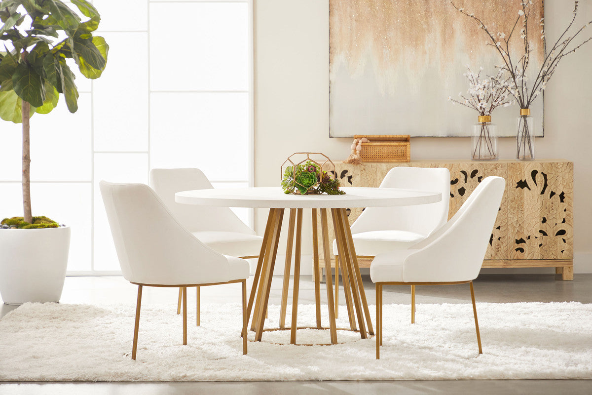 Turino Round Dining Table Base in Brushed Gold from Essentials For Living - Luna Furniture