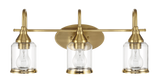 Twilight Three Lights Brushed Gold Contemporary Vanity Light 22"W × 10"H × 7.48"E with Clear Glass from Ashcroft Furniture - Luna Furniture