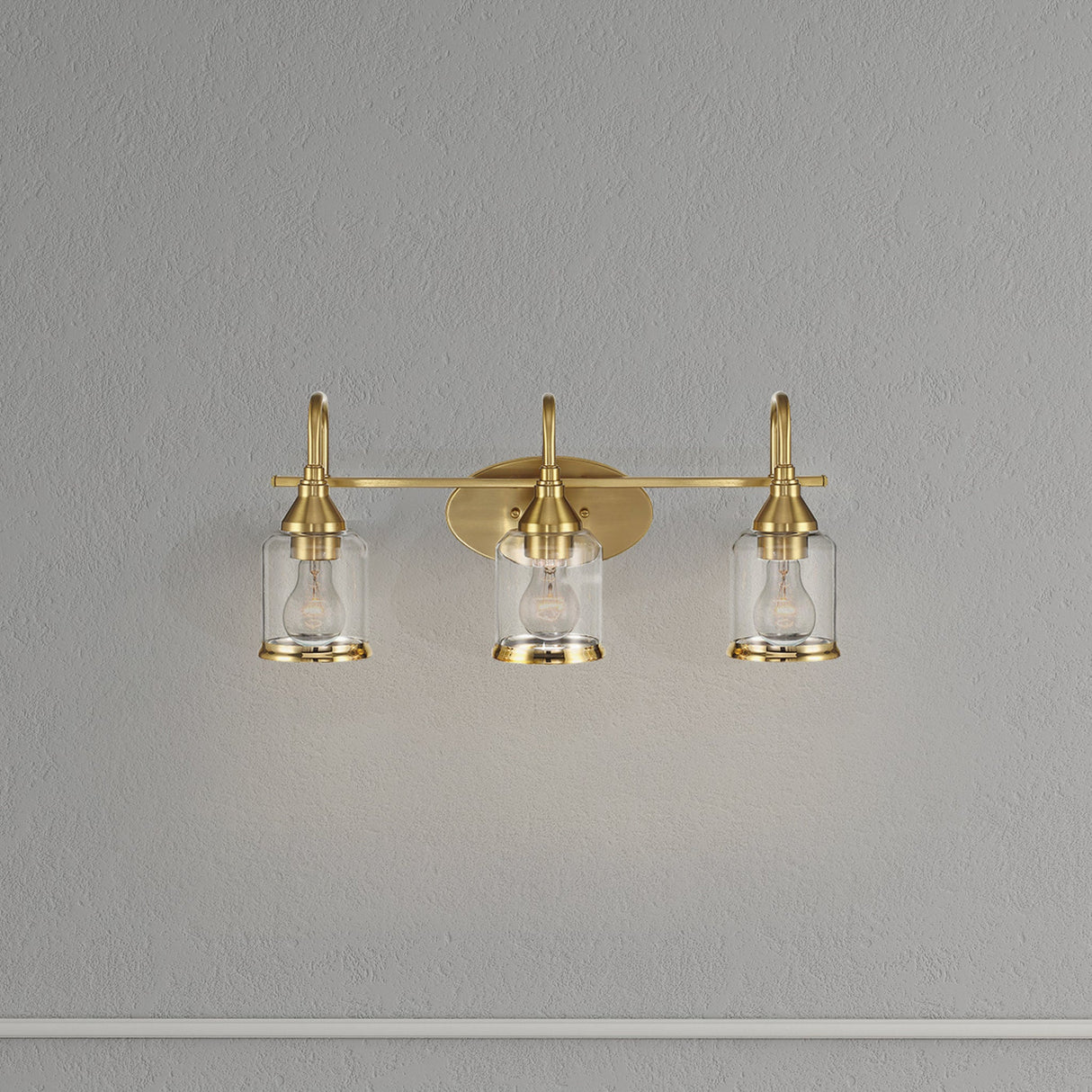 Twilight Three Lights Brushed Gold Contemporary Vanity Light 22"W × 10"H × 7.48"E with Clear Glass from Ashcroft Furniture - Luna Furniture