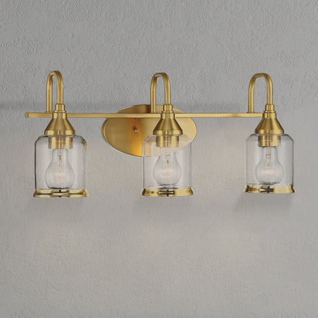 Twilight Three Lights Brushed Gold Contemporary Vanity Light 22"W × 10"H × 7.48"E with Clear Glass from Ashcroft Furniture - Luna Furniture