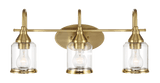 Twilight Three Lights Brushed Gold Contemporary Vanity Light 22"W × 10"H × 7.48"E with Clear Glass from Ashcroft Furniture - Luna Furniture