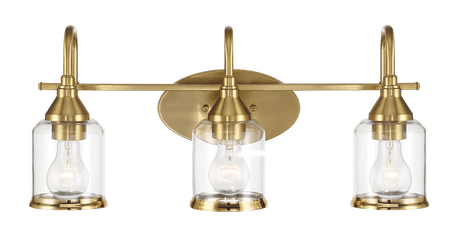 Twilight Three Lights Brushed Gold Contemporary Vanity Light 22"W × 10"H × 7.48"E with Clear Glass from Ashcroft Furniture - Luna Furniture