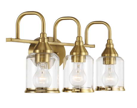 Twilight Three Lights Brushed Gold Contemporary Vanity Light 22"W × 10"H × 7.48"E with Clear Glass from Ashcroft Furniture - Luna Furniture
