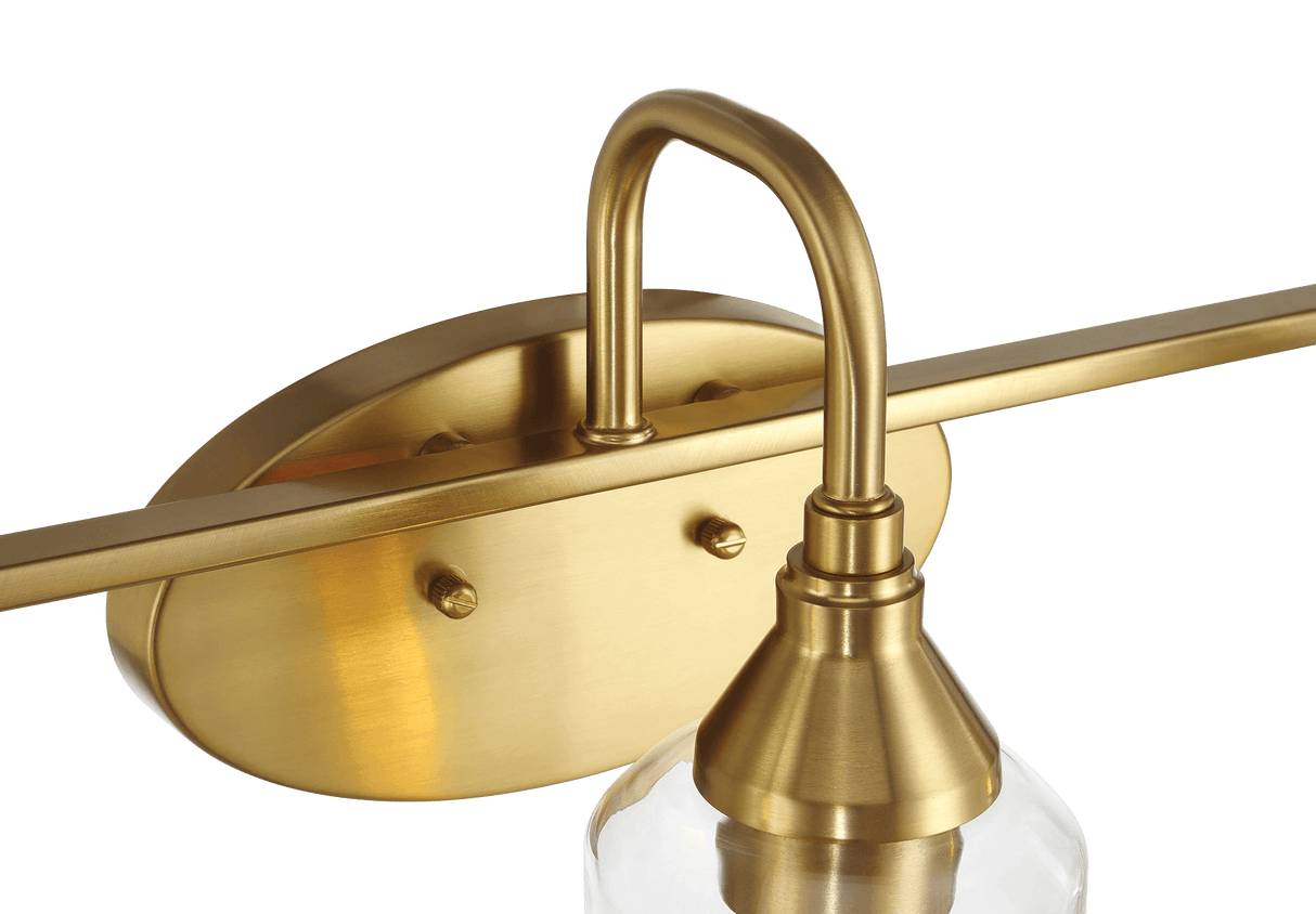 Twilight Three Lights Brushed Gold Contemporary Vanity Light 22"W × 10"H × 7.48"E with Clear Glass from Ashcroft Furniture - Luna Furniture