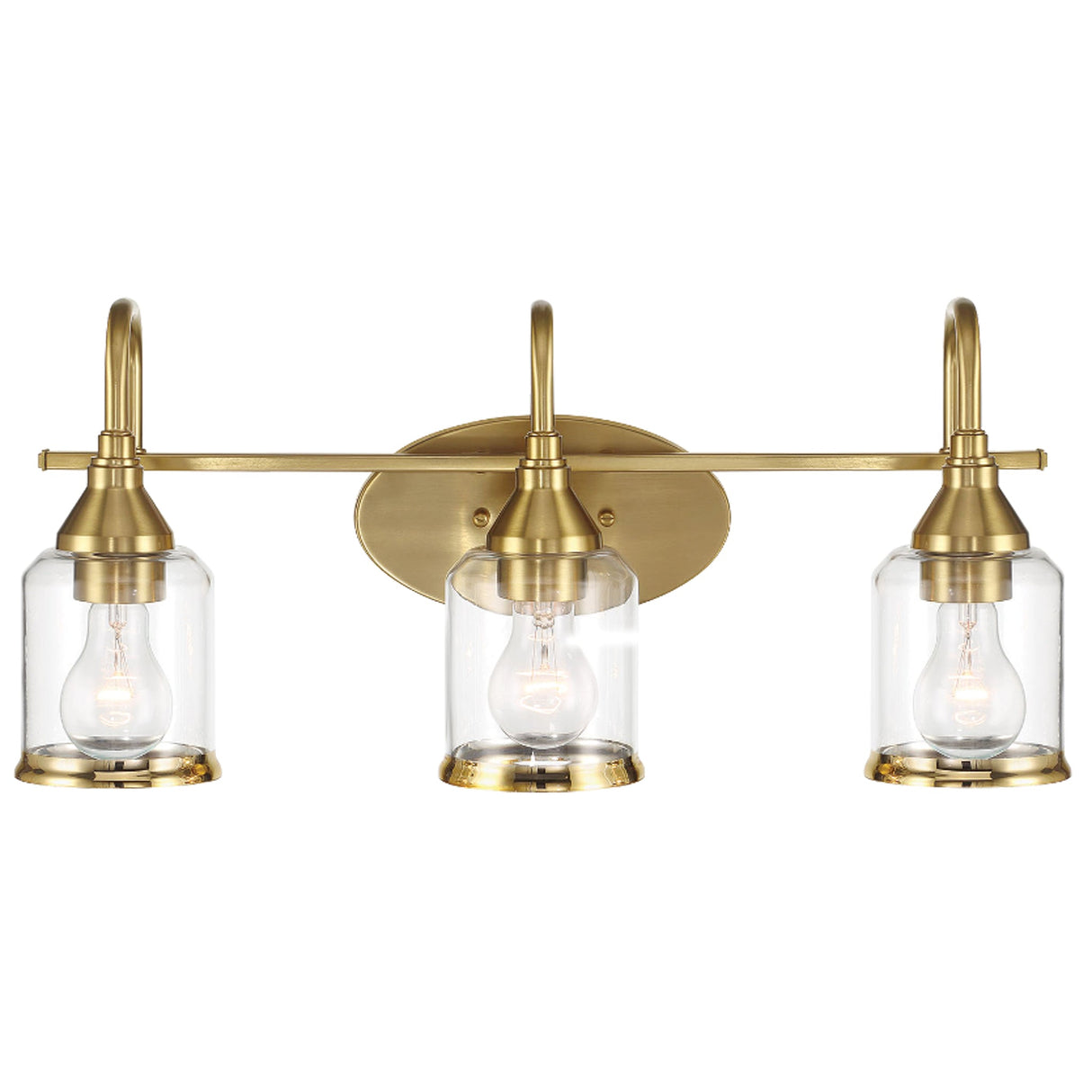 Twilight Three Lights Brushed Gold Contemporary Vanity Light 22"W × 10"H × 7.48"E with Clear Glass from Ashcroft Furniture - Luna Furniture
