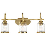 Twilight Three Lights Brushed Gold Contemporary Vanity Light 22"W × 10"H × 7.48"E with Clear Glass from Ashcroft Furniture - Luna Furniture
