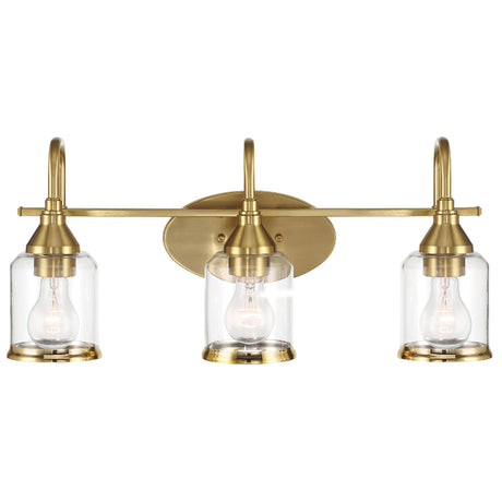 Twilight Three Lights Brushed Gold Contemporary Vanity Light 22"W × 10"H × 7.48"E with Clear Glass from Ashcroft Furniture - Luna Furniture
