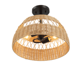 Twinkle Double Lights Semi Flush With Rattan Shade Black Metal Finish for Farmhouse Style from Midinmod - Luna Furniture