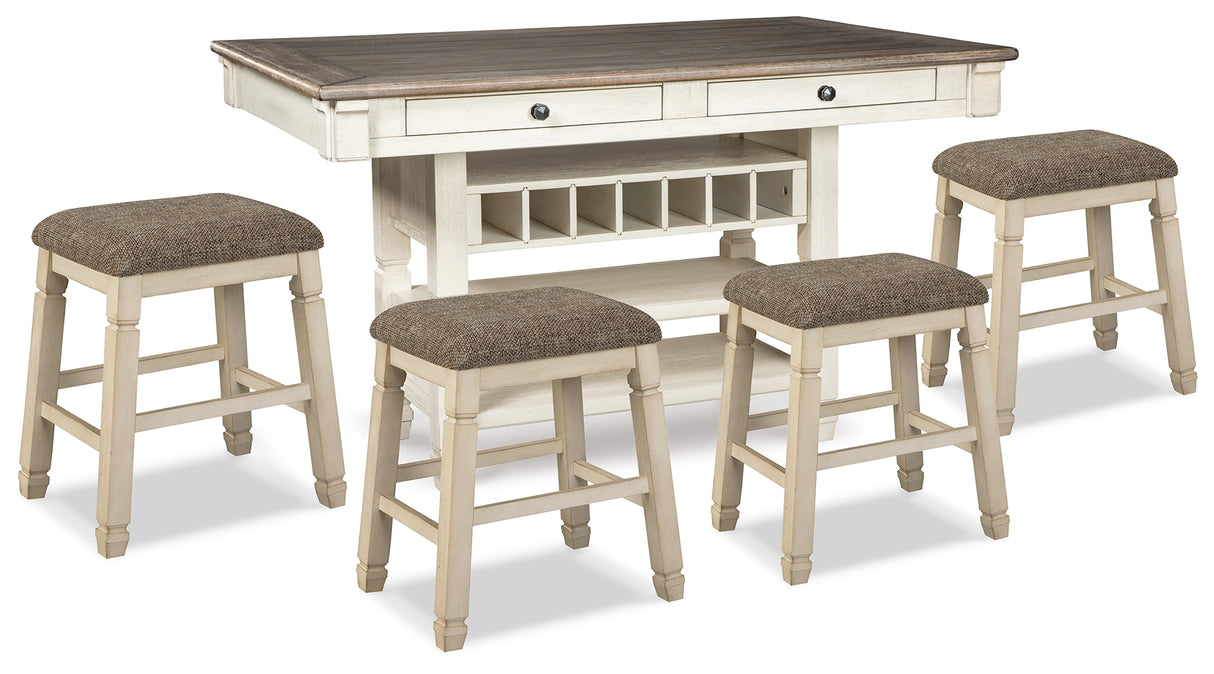 Bolanburg Antique White Counter Height Dining Table and 4 Barstools from Ashley - Luna Furniture