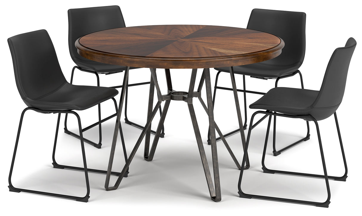 Centiar Brown/Black 5-Piece Round Dining Set from Ashley - Luna Furniture