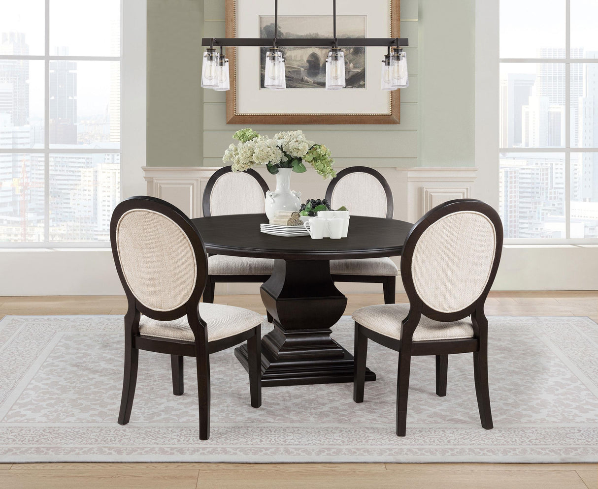 Twyla Dark Cocoa 5-Piece Round Wood Dining Room Set from Coaster - Luna Furniture