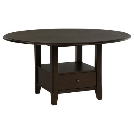 Twyla Dark Cocoa Round Dining Table with Drawer from Coaster - Luna Furniture