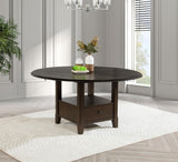 Twyla Dark Cocoa Round Dining Table with Drawer from Coaster - Luna Furniture