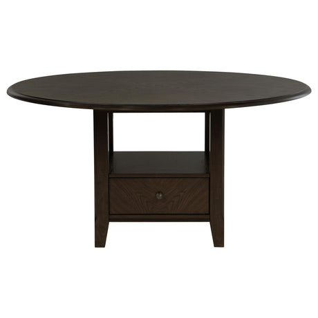 Twyla Dark Cocoa Round Dining Table with Drawer from Coaster - Luna Furniture