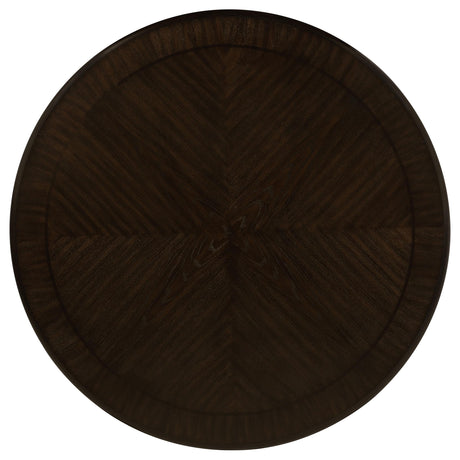 Twyla Dark Cocoa Round Dining Table with Drawer from Coaster - Luna Furniture