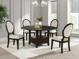 Twyla Dark Cocoa Round Dining Table with Drawer from Coaster - Luna Furniture