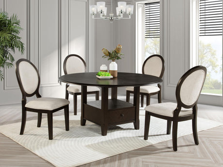 Twyla Dark Cocoa Round Dining Table with Drawer from Coaster - Luna Furniture