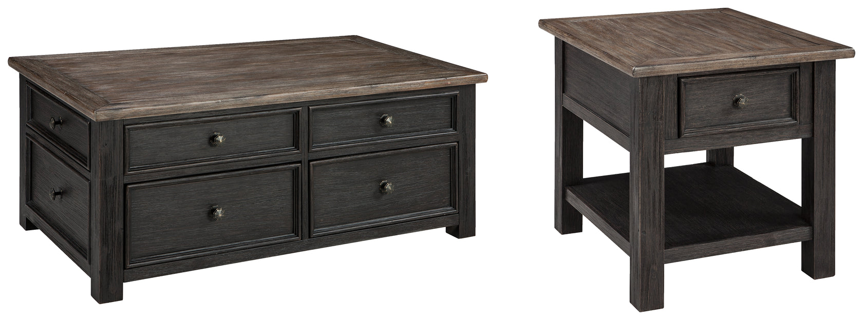 Tyler Creek Coffee Table with 1 End Table in Grayish Brown/Black from Ashley - Luna Furniture