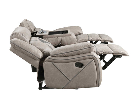 Tyson Gray Recliner Sofa w/Drop Down Table and Power Strip from Steve Silver - Luna Furniture