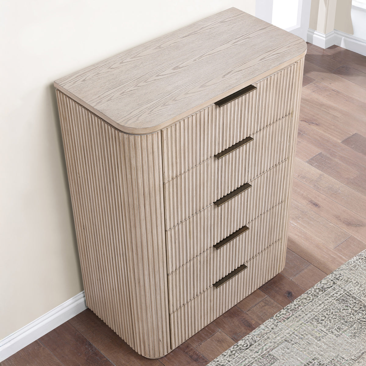 Henry 5-Drawer Reeded Chest, Tan Finish from Steve Silver - Luna Furniture