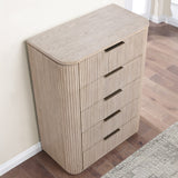 Henry 5-Drawer Reeded Chest, Tan Finish from Steve Silver - Luna Furniture