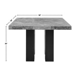 Artemis Gray Square Marble Top 9-Piece Counter Height Dining Set with White Vegan Leather Chairs