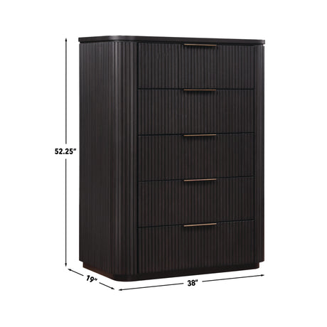 Henry Espresso 5-Drawer Reeded Chest from Steve Silver - Luna Furniture