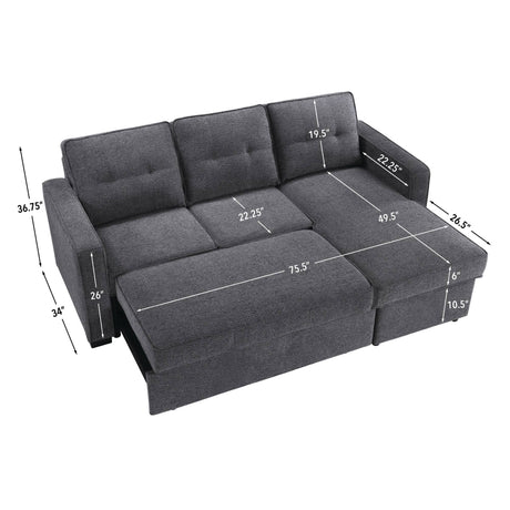 Noah Gray Flippable Convertible Storage Sleeper Chofa from Steve Silver - Luna Furniture