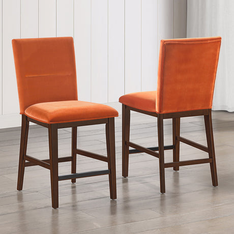 Zen Orange Velvet 24″ Counter Chair, Set of 2 from Steve Silver - Luna Furniture