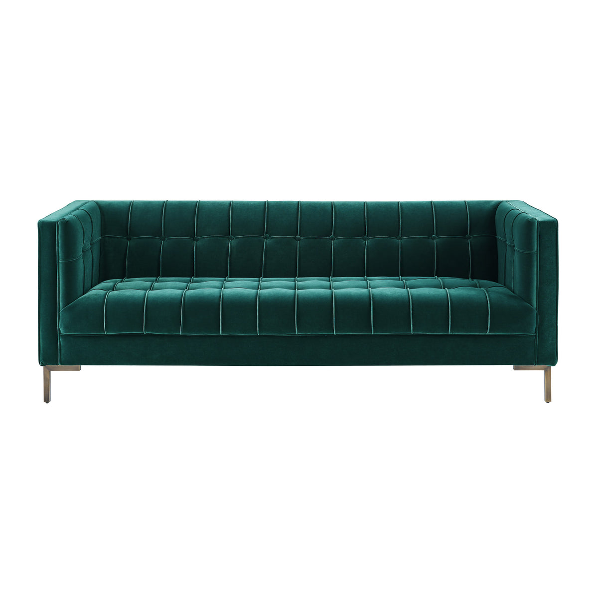 Isaac Channel Stitched Green Velvet Sofa from Steve Silver - Luna Furniture