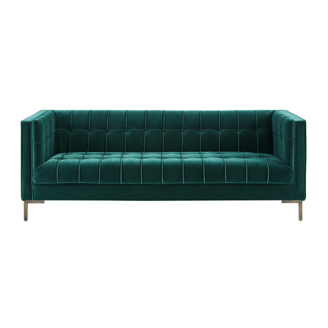 Isaac Channel Stitched Green Velvet Sofa from Steve Silver - Luna Furniture