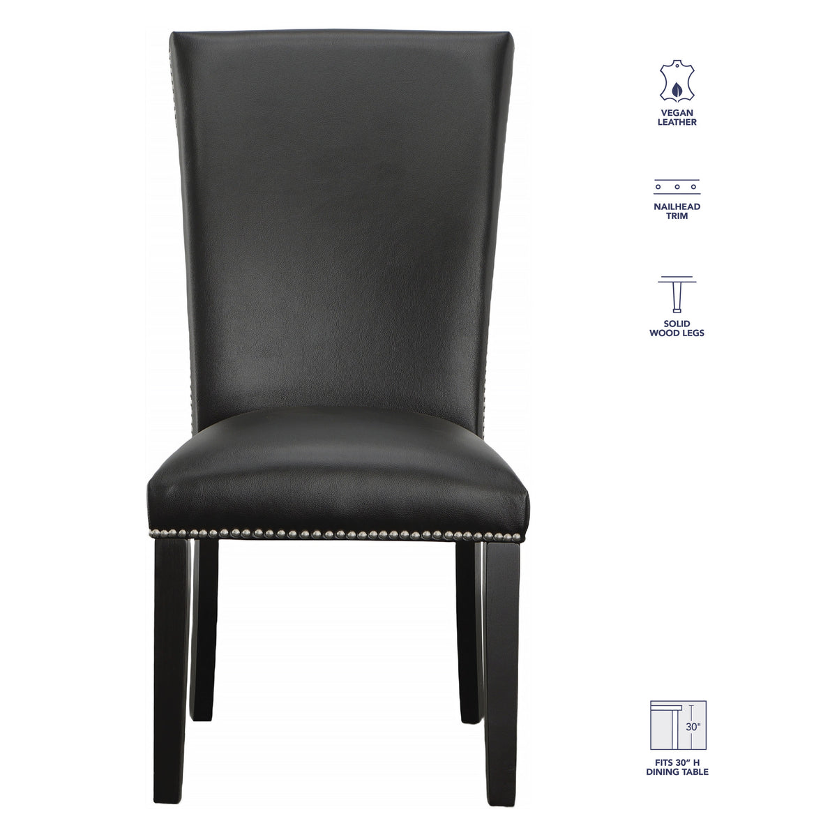 Artemis White/Black 5-Piece 70″ Rectangle Marble Top Dining Set with Vegan Leather Chairs from Steve Silver - Luna Furniture