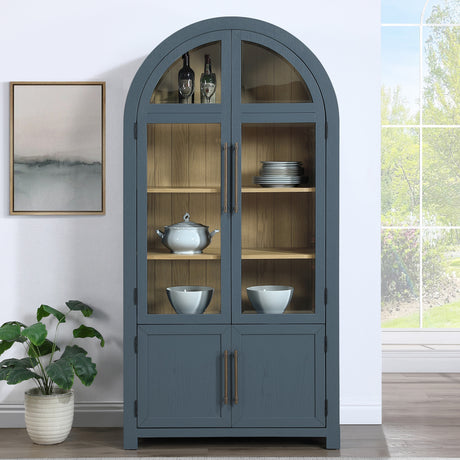 Magnolia Dusty Blue Curio with Weathered Sand Interior from Steve Silver - Luna Furniture