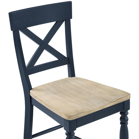 Darcy Midnight Blue/Natural Finish Solid Wood 24″ Counter Stool, Set of 2 from Steve Silver - Luna Furniture