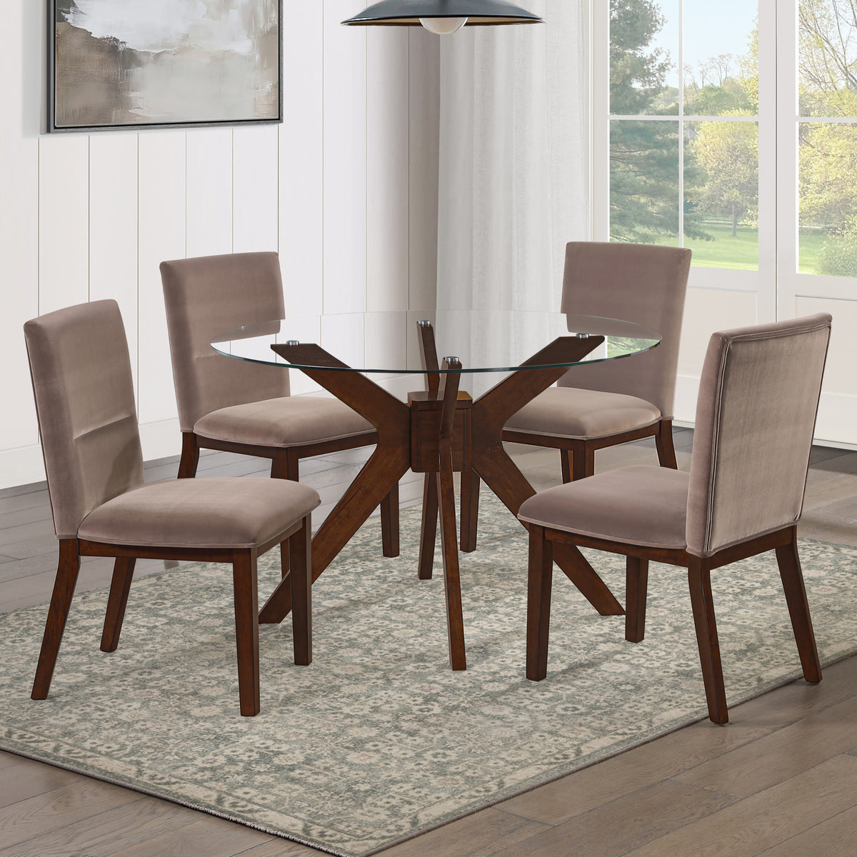 Zen 5-Piece Dining Set with Brown Velvet Chairs from Steve Silver - Luna Furniture