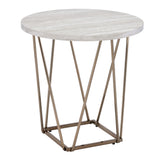 Rowyn Copper Metal Base Faux Marble Top End Table from Steve Silver - Luna Furniture