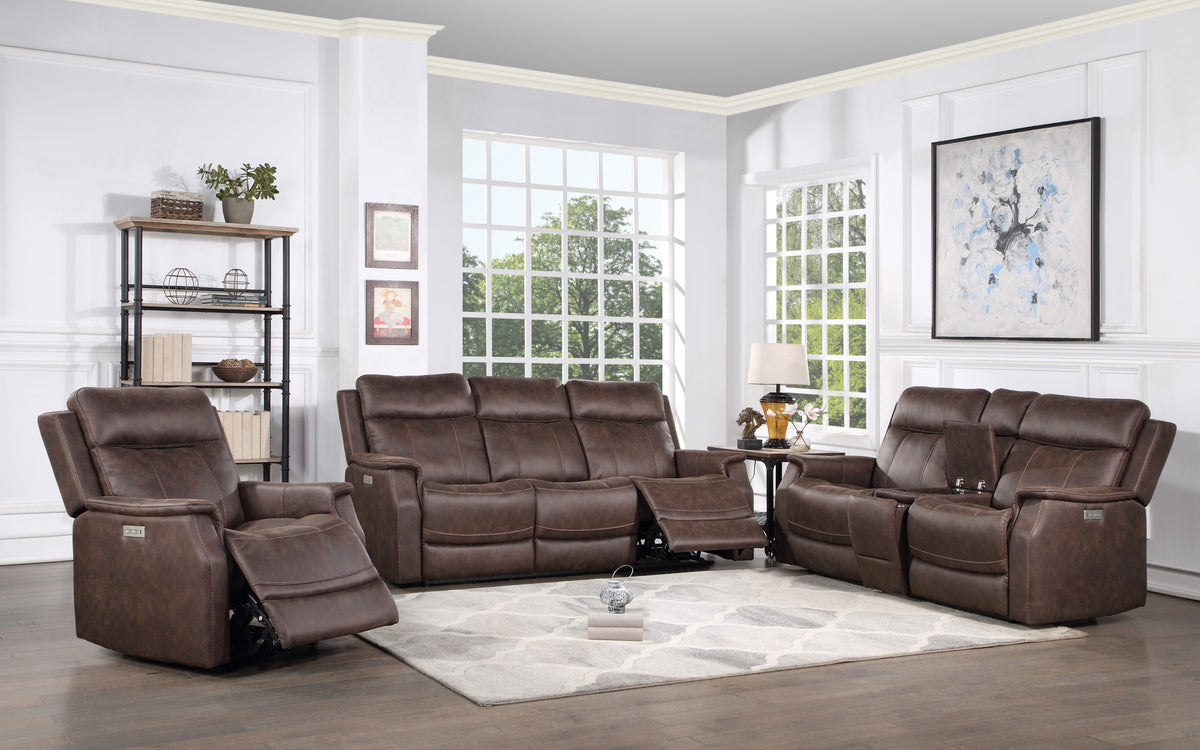 Valencia Walnut Dual-Power Reclining Sofa from Steve Silver - Luna Furniture