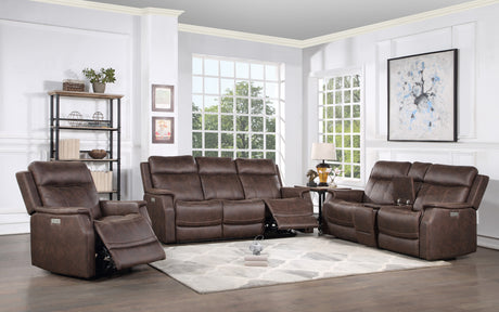 Valencia Walnut Dual-Power Reclining Sofa from Steve Silver - Luna Furniture