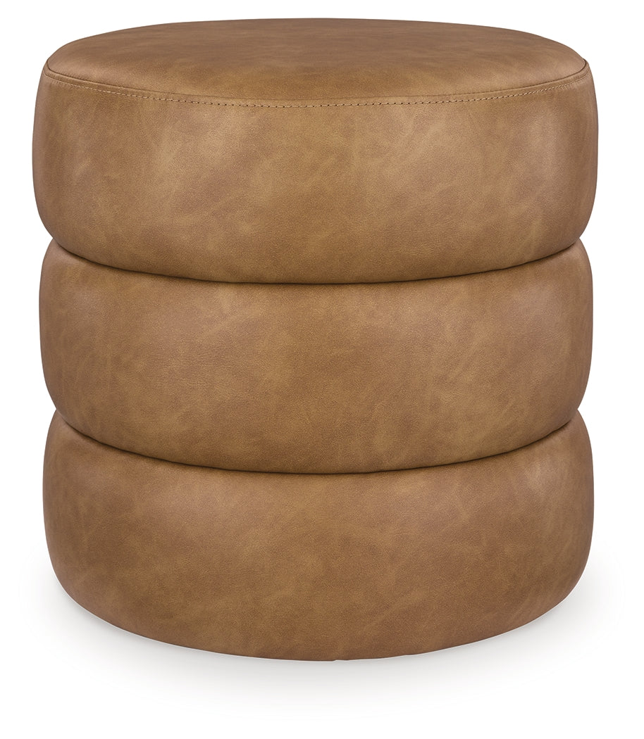 Ummi Caramel Swivel Accent Ottoman from Ashley - Luna Furniture