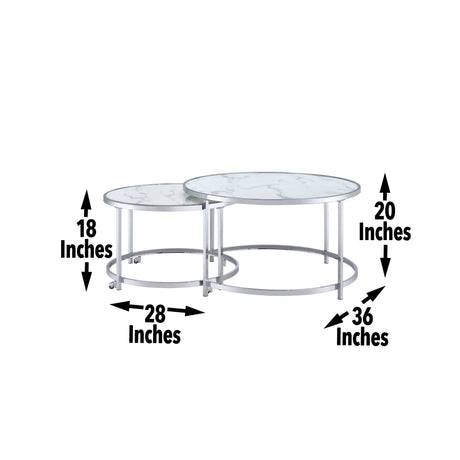 Rayne Nesting Cocktail Table, White from Steve Silver - Luna Furniture