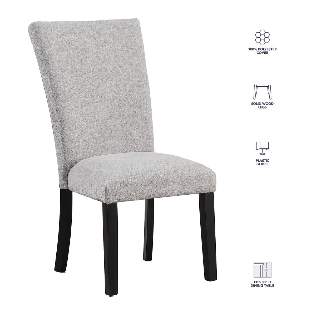 Artemis White/Gray 5-Piece 70″ Rectangle Marble Top Dining Set with Chenille Chairs from Steve Silver - Luna Furniture