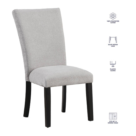 Artemis White/Gray 5-Piece 70″ Rectangle Marble Top Dining Set with Chenille Chairs from Steve Silver - Luna Furniture