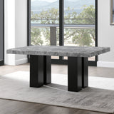 Camila Black 7-Piece Rectangle Gray Marble Top Dining Set from Steve Silver - Luna Furniture