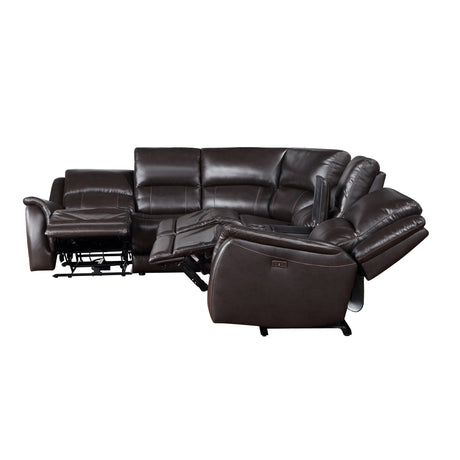 Alexandria Chocolate Top-Grain Leather 6-Piece Power Reclining Set from Steve Silver - Luna Furniture