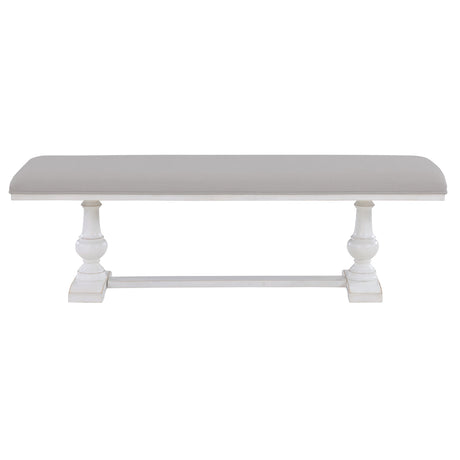 Warren White/Gray 60" Upholstered Dining Bench from Steve Silver - Luna Furniture