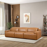 Urbana Triple PWR Recliner Sofa - Tan Leather from Ashcroft Furniture - Luna Furniture