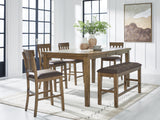Urbinforte Counter Height Dining Table and 4 Barstools and Bench in Light Brown from Ashley - Luna Furniture
